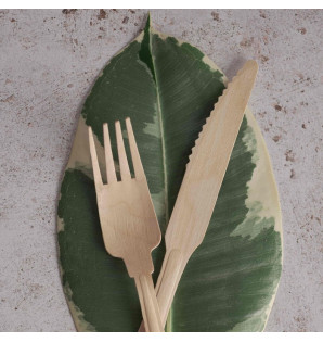RETRO WOOD CUTLERY KIT 4/1