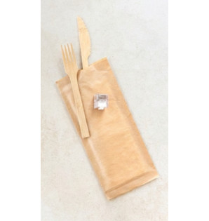 KRAFT CUTLERY POUCH WITH NAPKIN